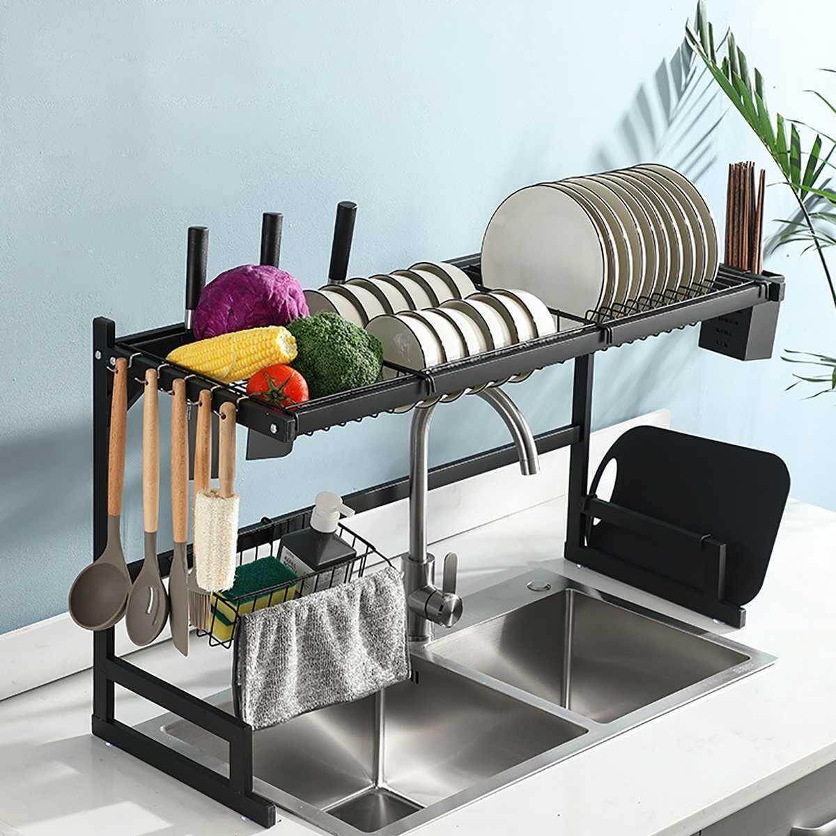 Stainless Steel Over-Sink Dish Rack Organizer Stainless Steel Over-Sink Dish Rack Organizer